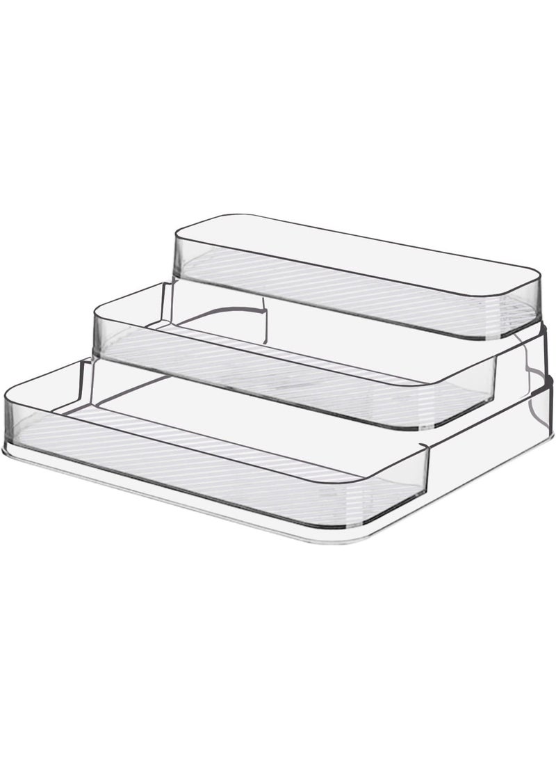 Acrylic Spice Rack, No Assembly Clear 3 Tier Condiment Bottle Shelf Vanity Organizer for Cabinet Kitchen Bathroom (1pcs) - Image 1